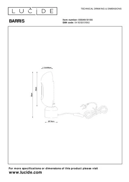 Lucide BARRIS - Lampe de table - 1xE27 - Terre cuite - technique